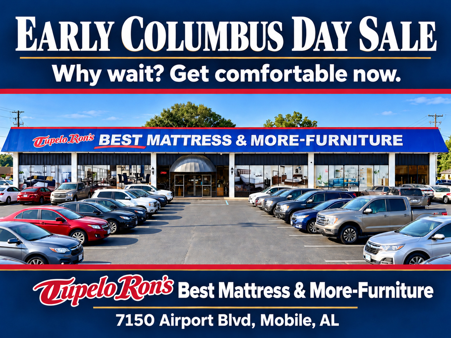 Summer Sale living room furniture savings at Tupelo Ron's Best Mattress & More in Mobile AL