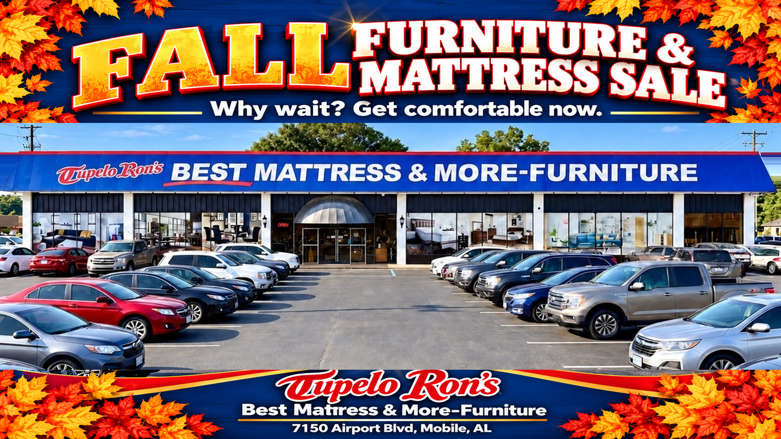 Summer Sale living room furniture savings at Tupelo Ron's Best Mattress & More in Mobile AL